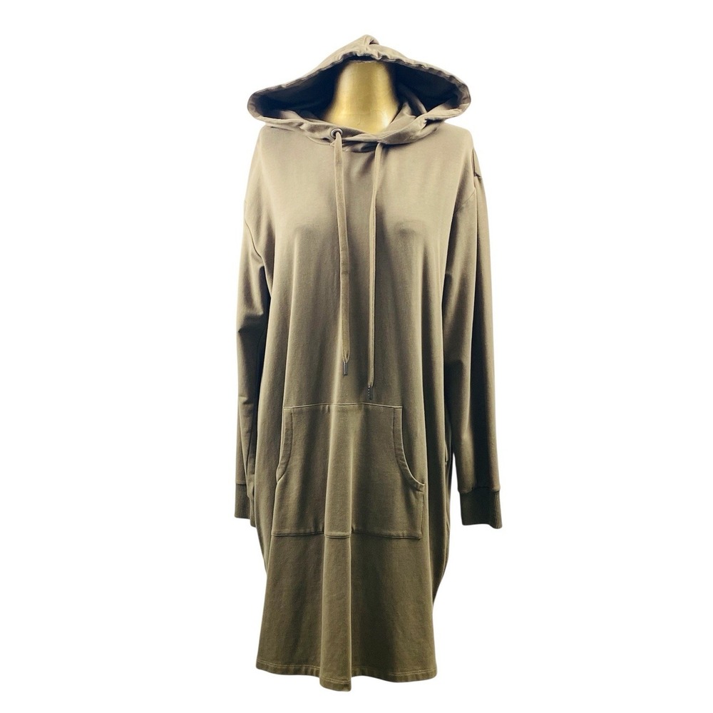 Garnet Hill Hoodie Dress Women Size S Green Long Sleeve Athleisure Casual Sporty